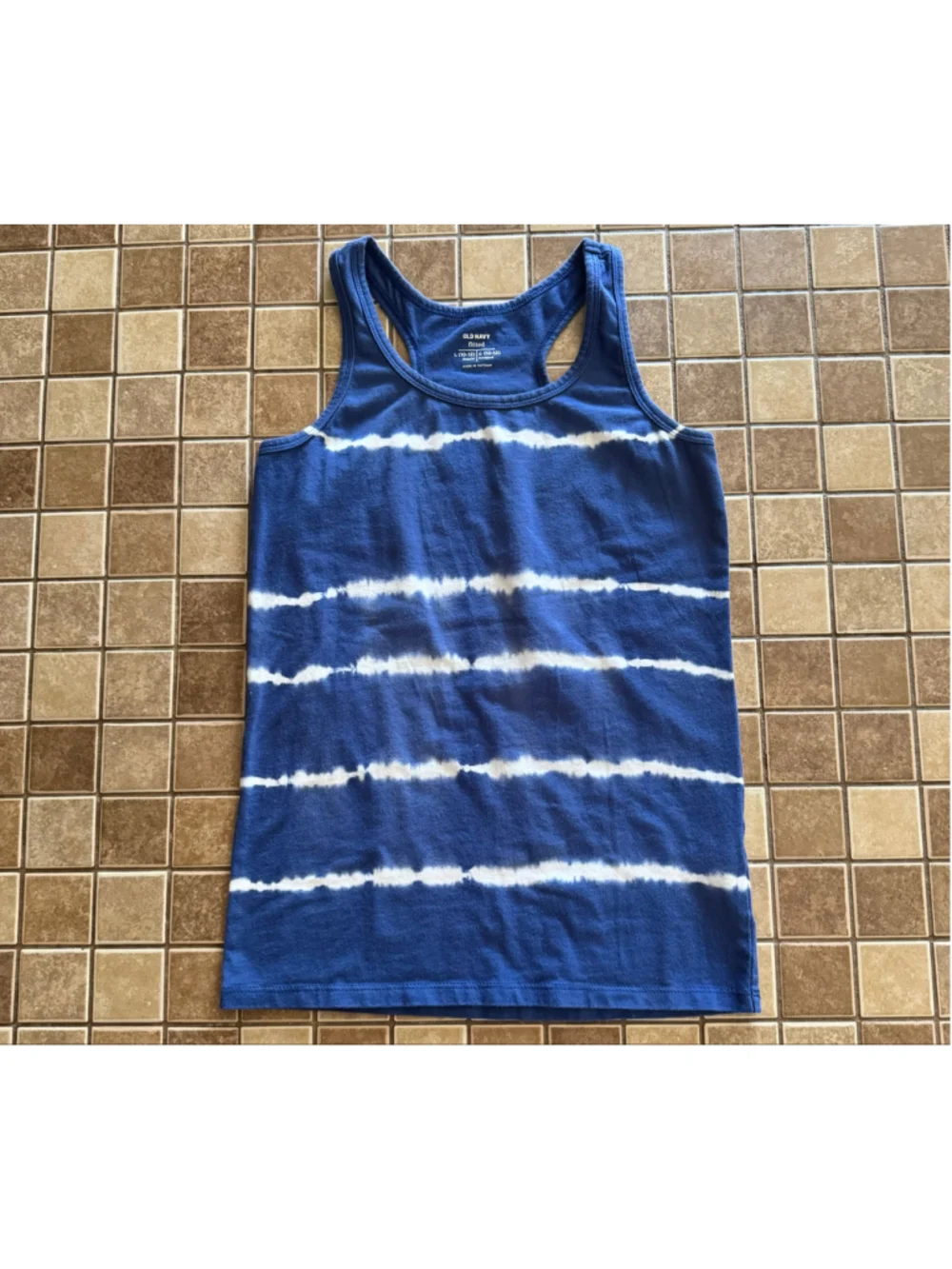 Girls Old Navy Tank Top L Blue White Tie-Dye